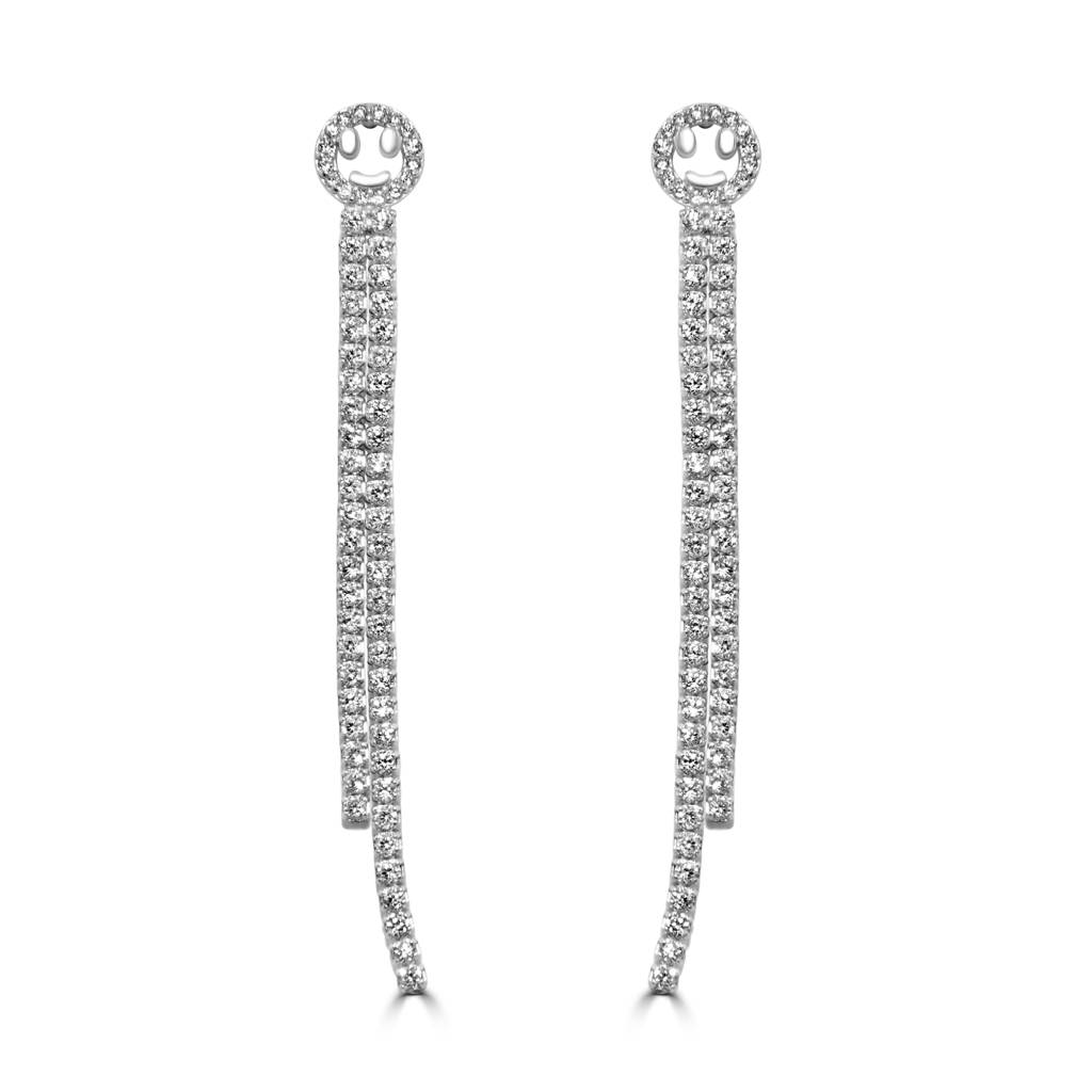 925 Pure Silver Long Treader Earrings |Two Strands Danglers Earrings : TWP1048