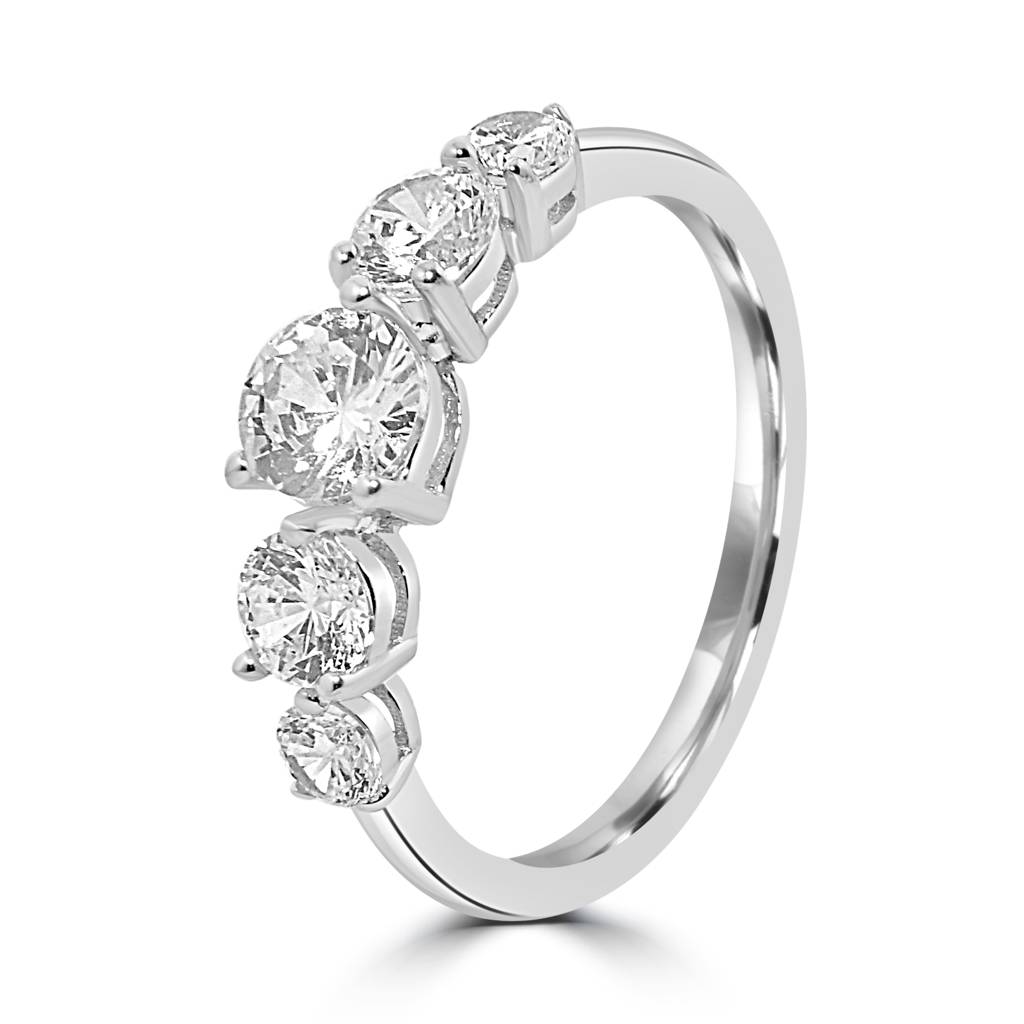 925 Sterling Pure Five Oval Stone Band Silver Ring | Eternity Band Ring : LR1198