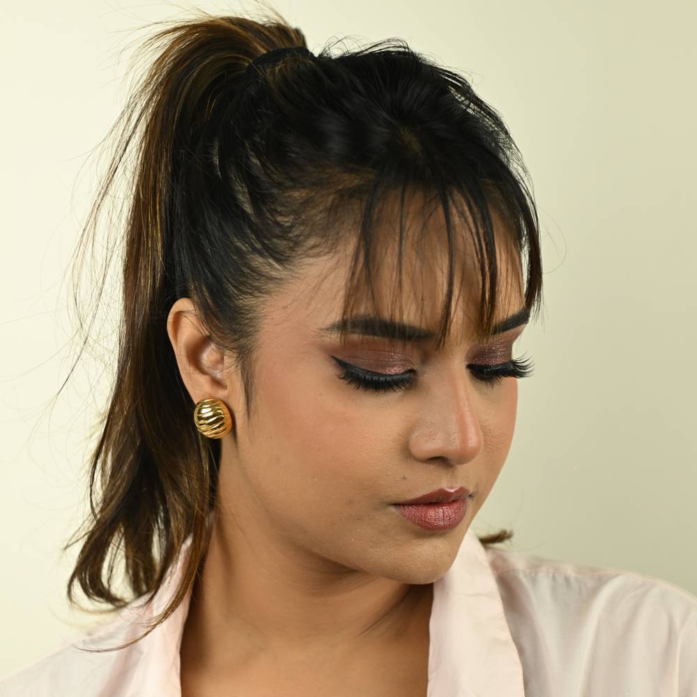 925 Pure Silver Golden Stud Earrings : TWP1239