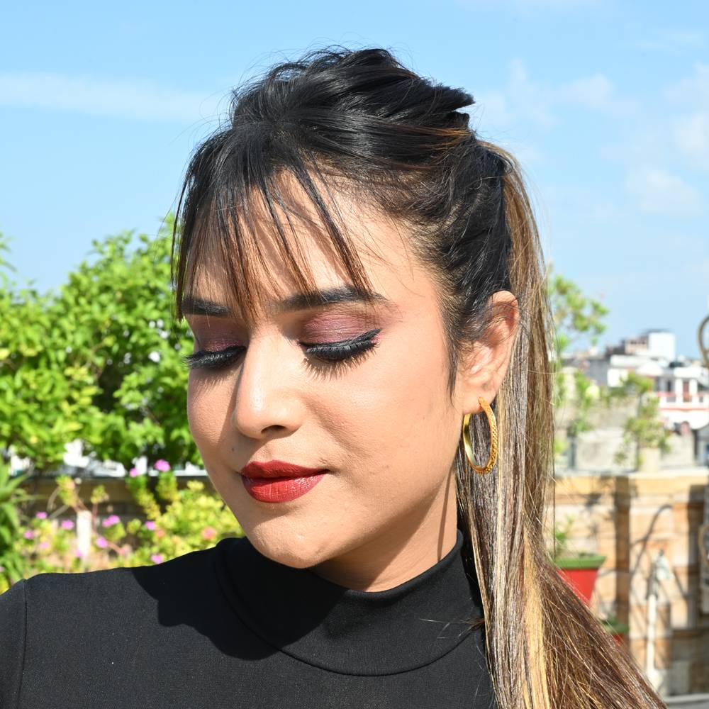 925 Pure Silver Gold Plated Oval Hoop Earrings | Golden Hoops With Earlobe : TWP1213