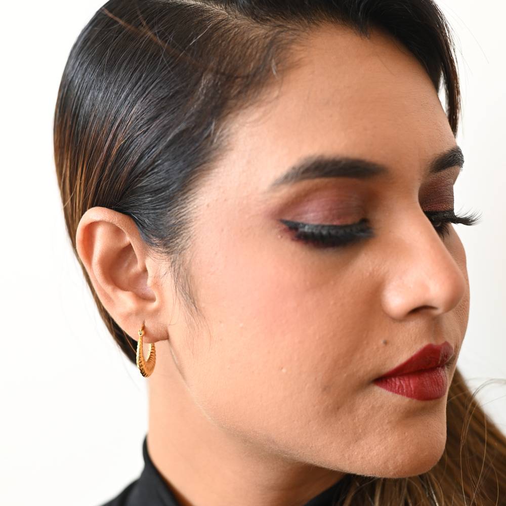 925 Silver Gold Plated Croissant Hoops Earrings : TWP1209