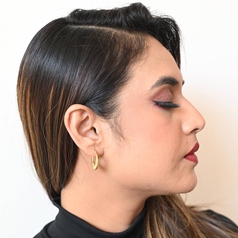 925 Silver Gold Plated Croissant Hoops Earrings : TWP1209