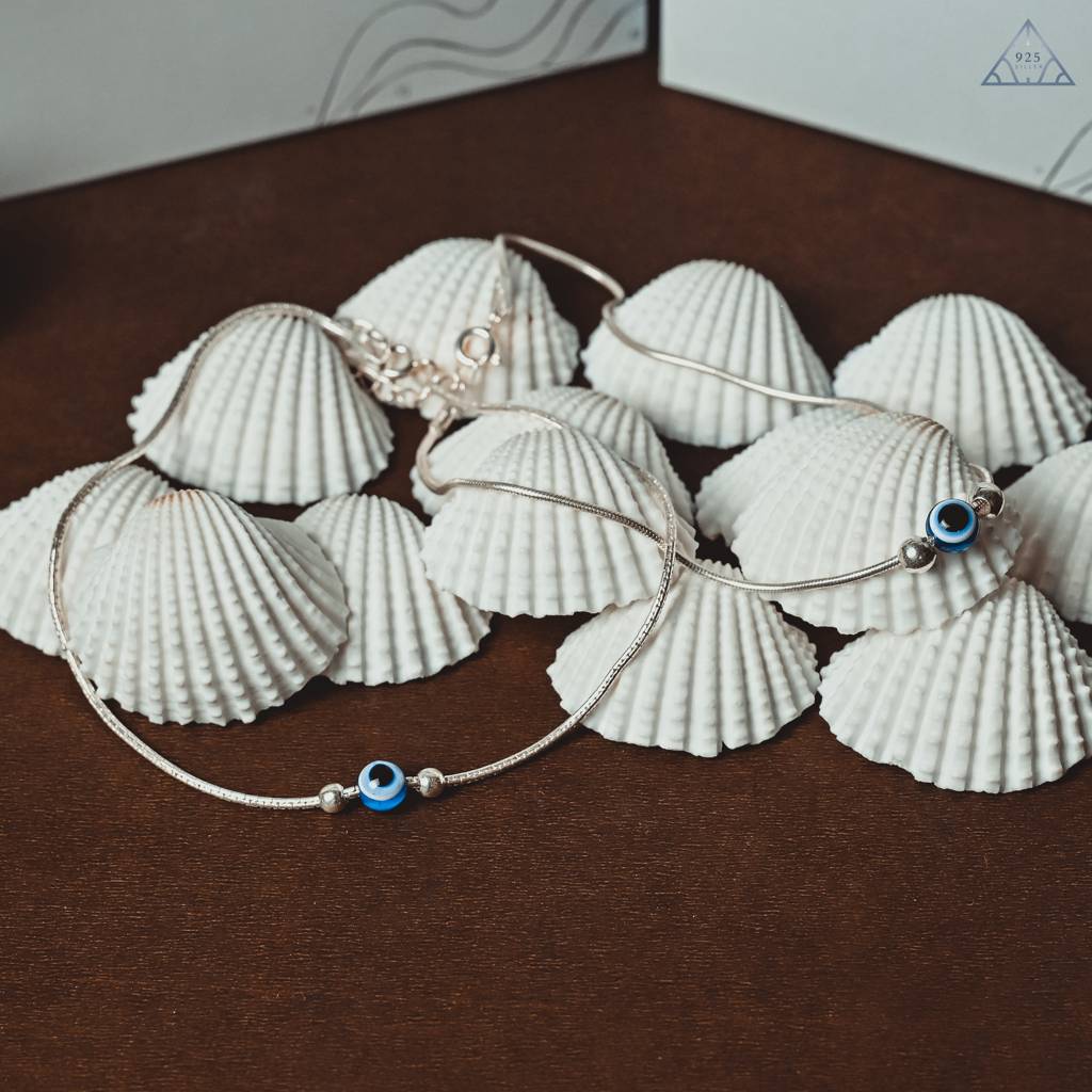 925 Pure Silver Evil Eye Anklet : AK1005