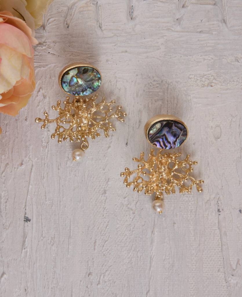 Abalone Snow Flake Earrings : GRE22