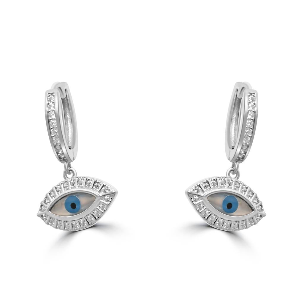 925 Pure Silver Evil Eye Drop Earrings : TWP1243