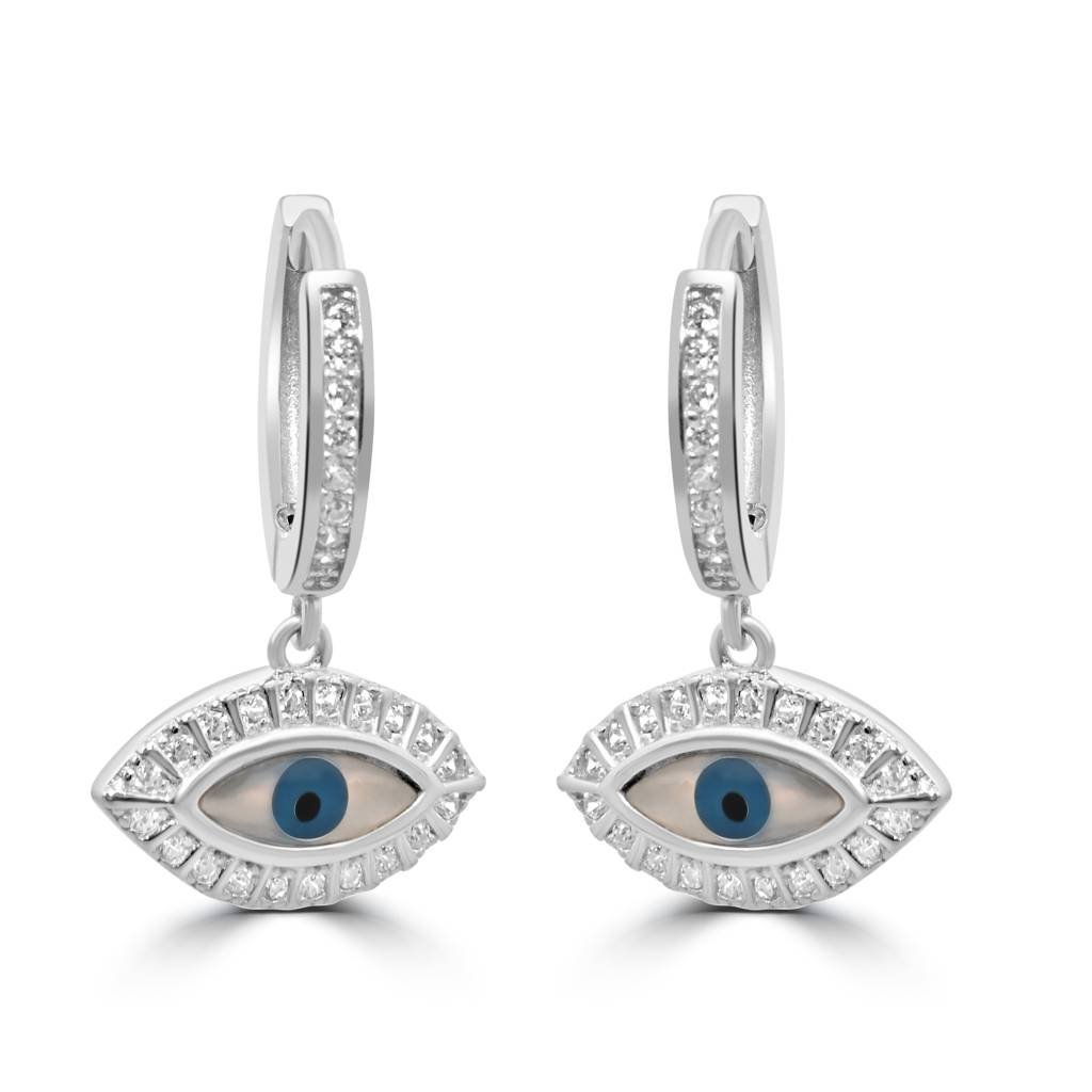 925 Pure Silver Evil Eye Drop Earrings : TWP1243