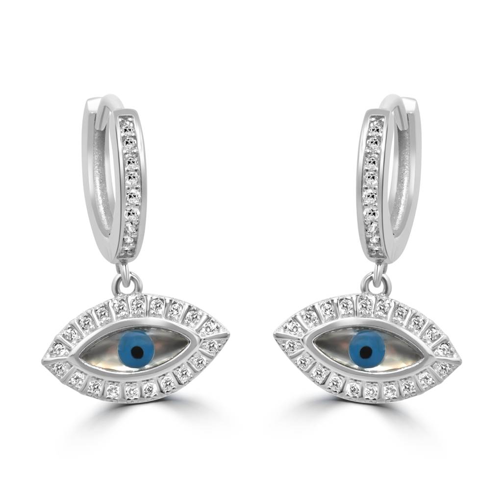 925 Pure Silver Evil Eye Drop Earrings : TWP1243