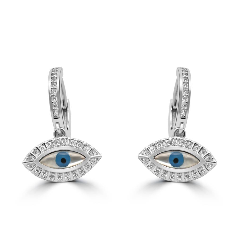 925 Pure Silver Evil Eye Drop Earrings : TWP1243