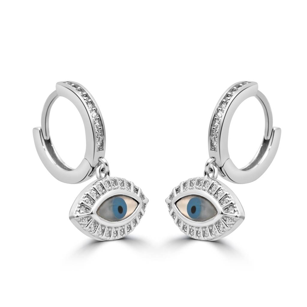 925 Pure Silver Evil Eye Drop Earrings : TWP1243