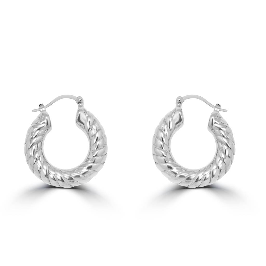 Refined Sterling Silver Hoop Earrings With A Shiny Finish For Ultimate Elegance : TWP1246