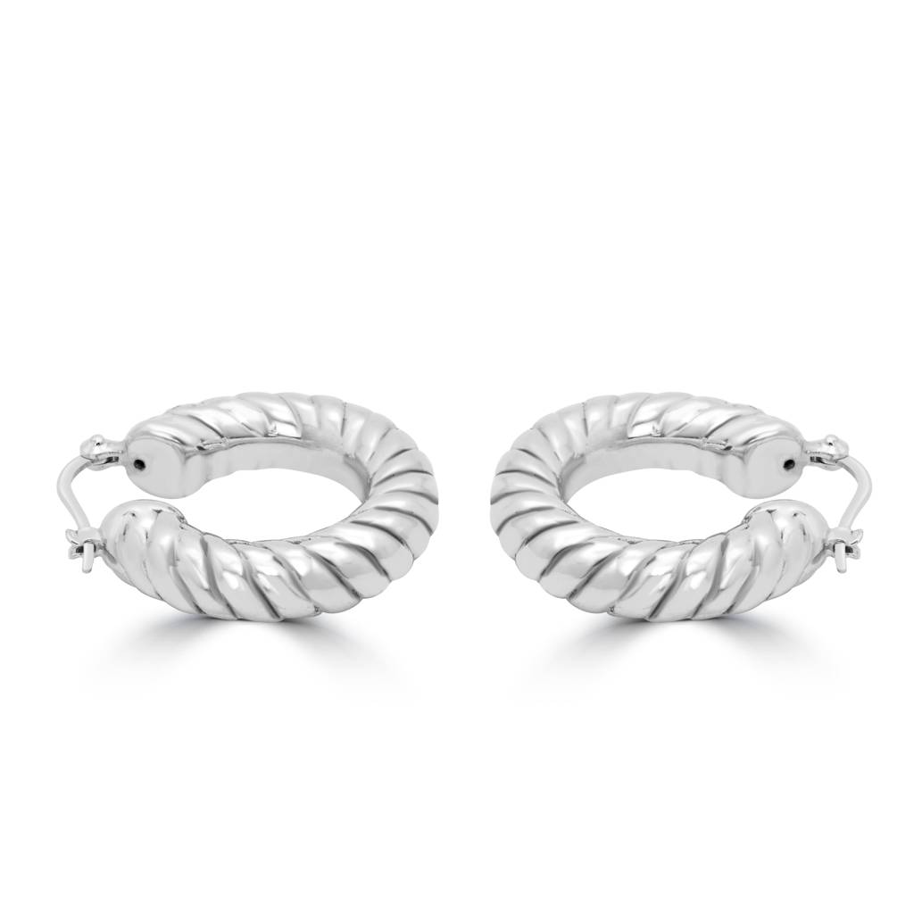 Refined Sterling Silver Hoop Earrings With A Shiny Finish For Ultimate Elegance : TWP1246