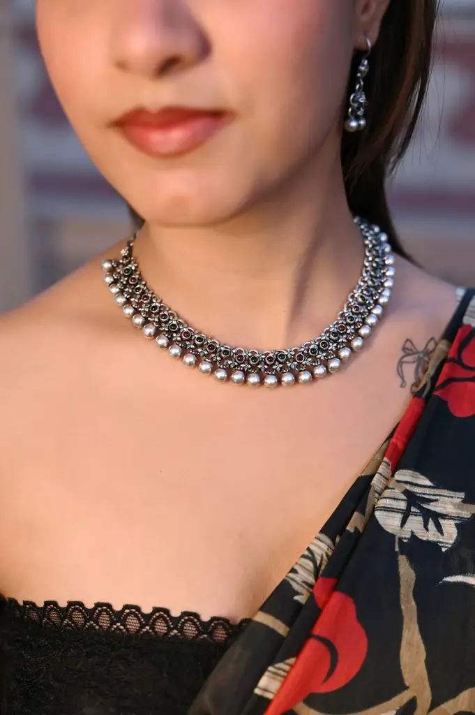 Virasat Jadau Multicolour Ball Statement Choker Set : KN044