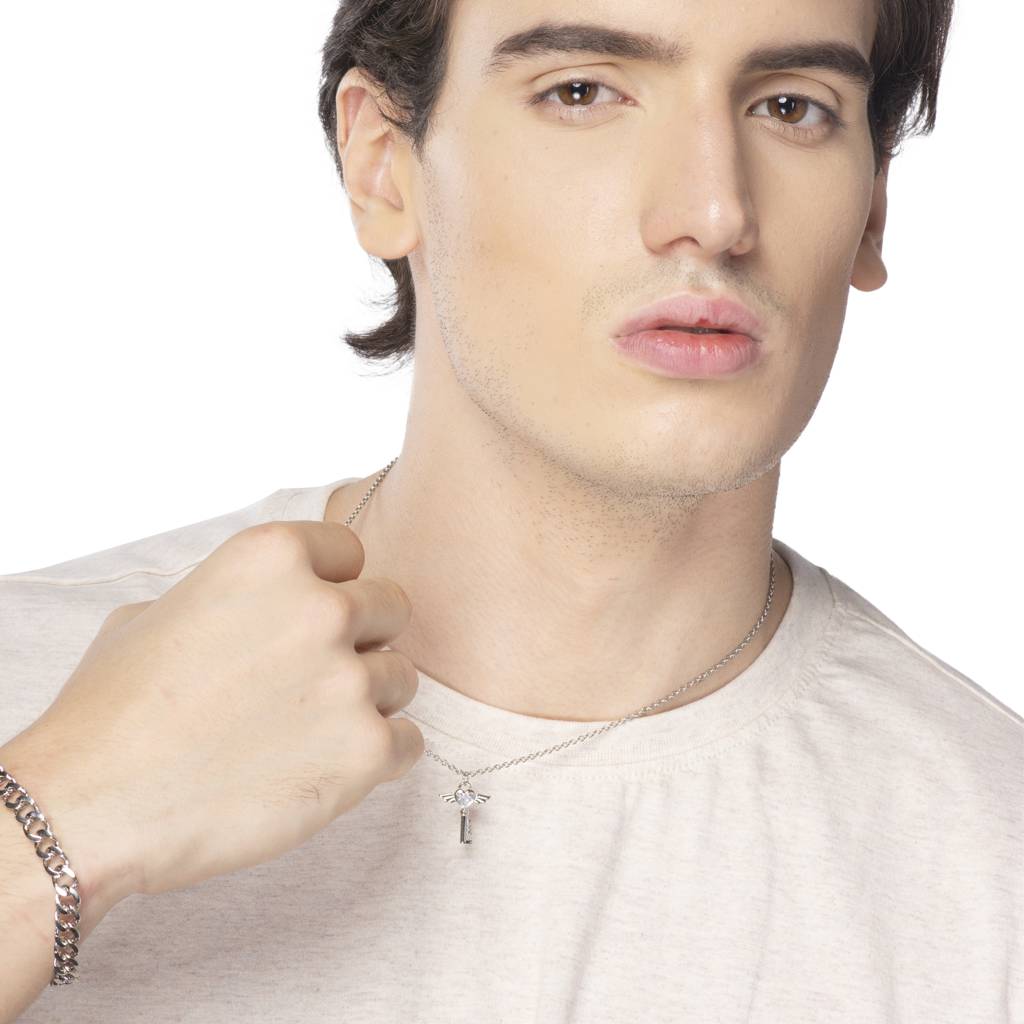 Silver Key & Chain Bracelet Duo