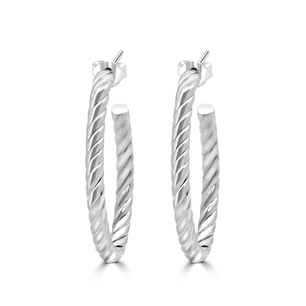 Elegant And Timeless Sterling Silver Hoop Earrings For Effortless Everyday Glamour : TWP1247