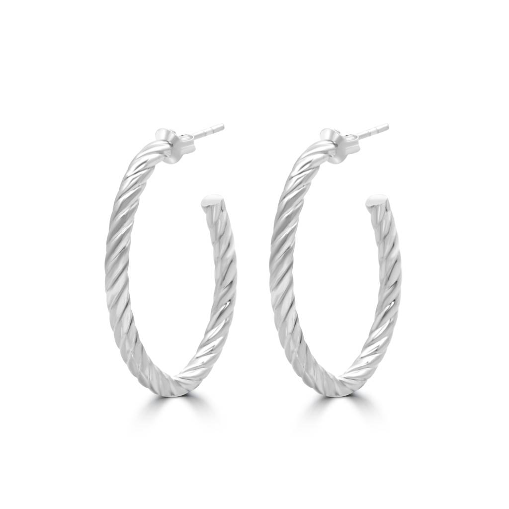 Elegant And Timeless Sterling Silver Hoop Earrings For Effortless Everyday Glamour : TWP1247