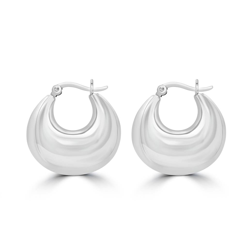 Polished Sterling Silver Hoop Earrings Crafted For Classic Sophistication And Style : TWP1244