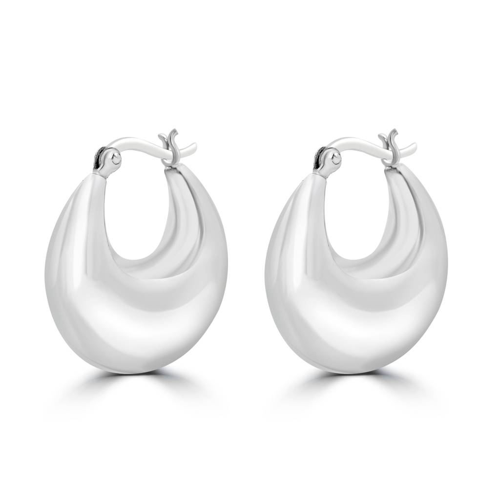 Polished Sterling Silver Hoop Earrings Crafted For Classic Sophistication And Style : TWP1244