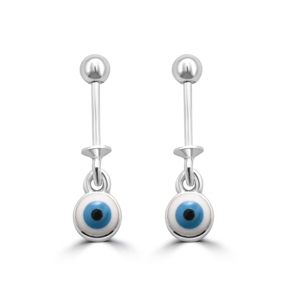 Elegant Sterling Silver Evil Eye Drop Earrings Designed To Bring Good Fortune And Charm : TWP1259