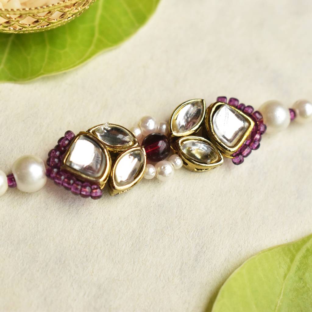 Kundan Noor Rakhi With Roli Chawal Capsules : ACJR096