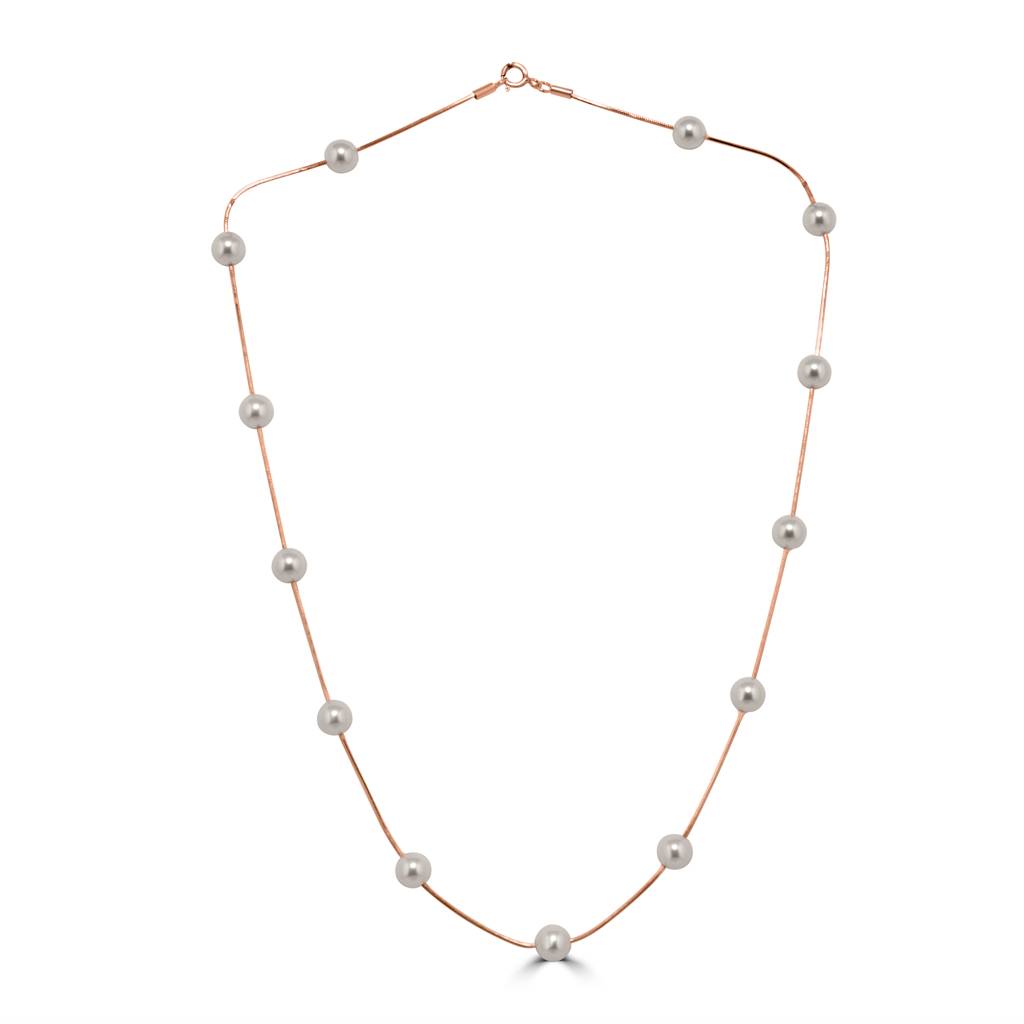 Chic 925 Sterling Silver Pearl Necklace Offering A Perfect Blend Of Classic And Modern Style : NL1063