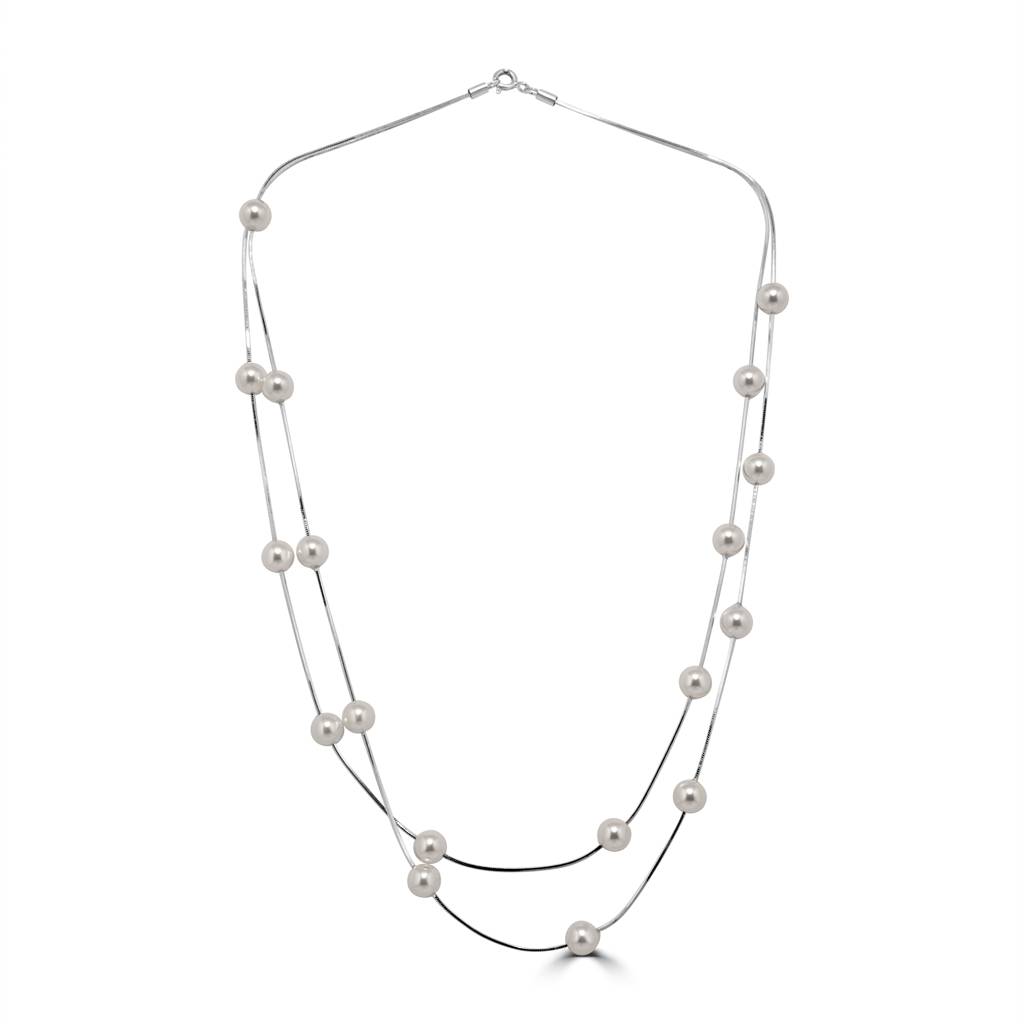 Exquisite 925 Sterling Silver Pearl Necklace Designed To Add Grace And Sophistication : NL1060