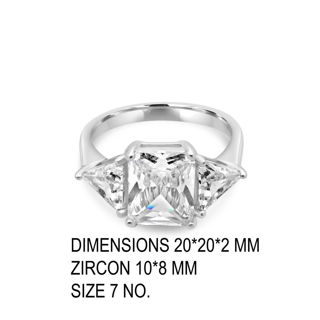 Elegant 925 Sterling Silver Statement Ring With Brilliant Zircon Stones For A Stunning Appeal : LR1207