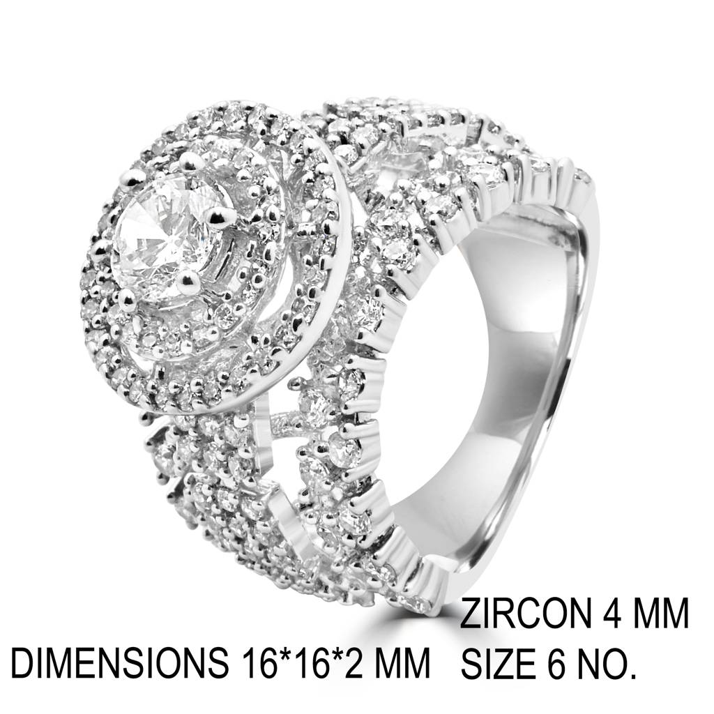 Timeless 925 Sterling Silver Zircon-Studded Statement Ring For A Bold Fashion Statement : LR1209