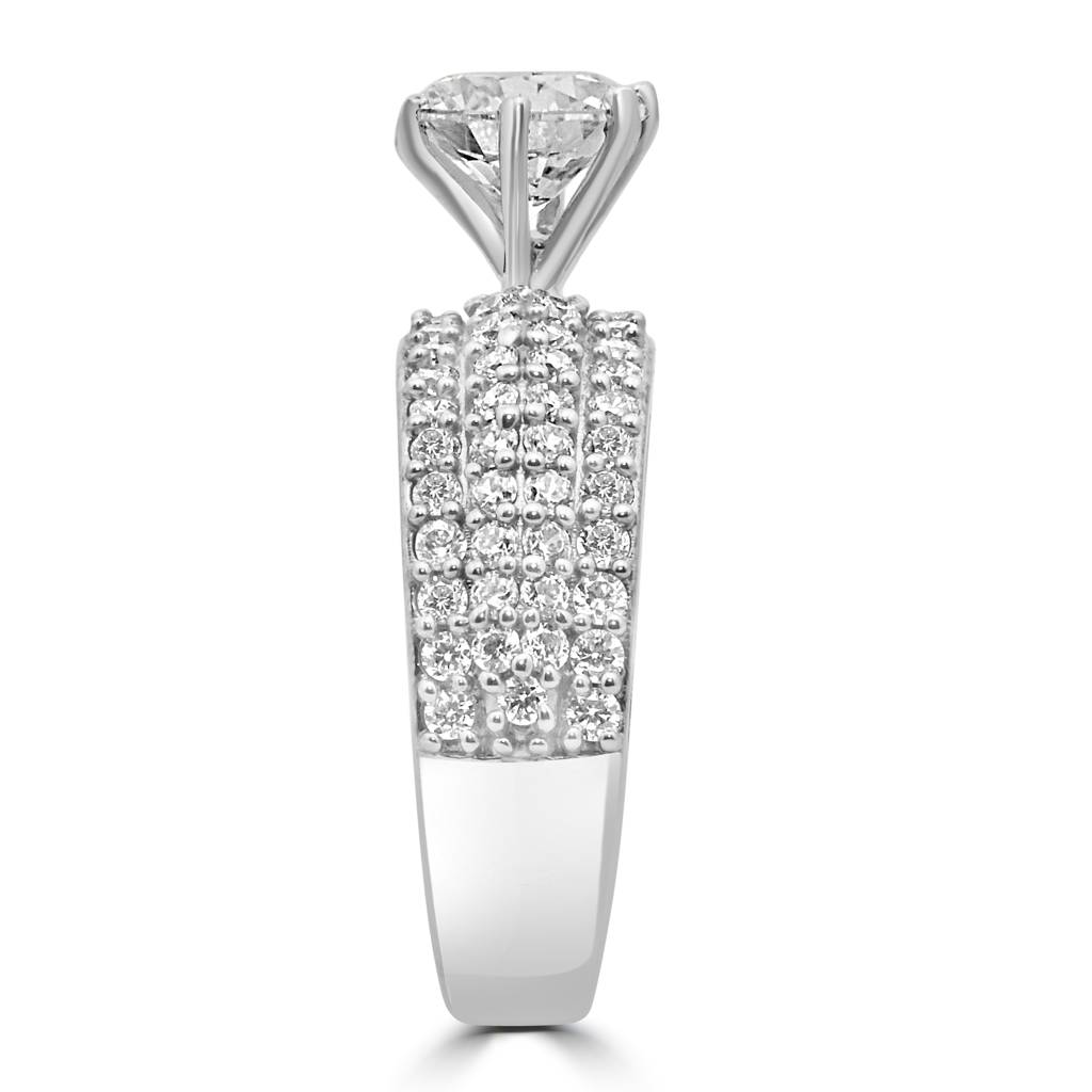 Striking 925 Sterling Silver Ring With Bold Zircon Stones For A Glamorous, Statement Look : LR1213