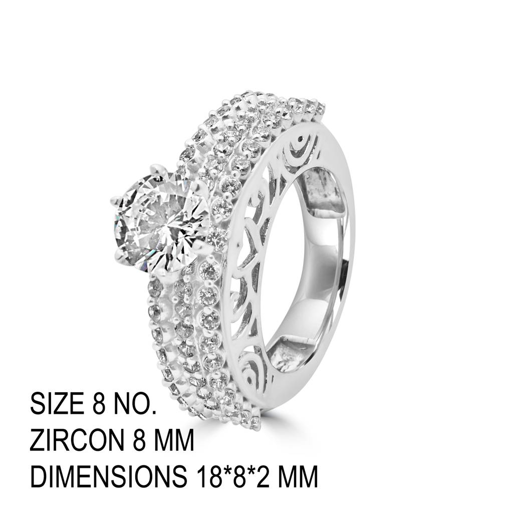 Luxury 925 Sterling Silver Ring With Bold Zircon Stones Designed For A Timeless Statement : LR1215