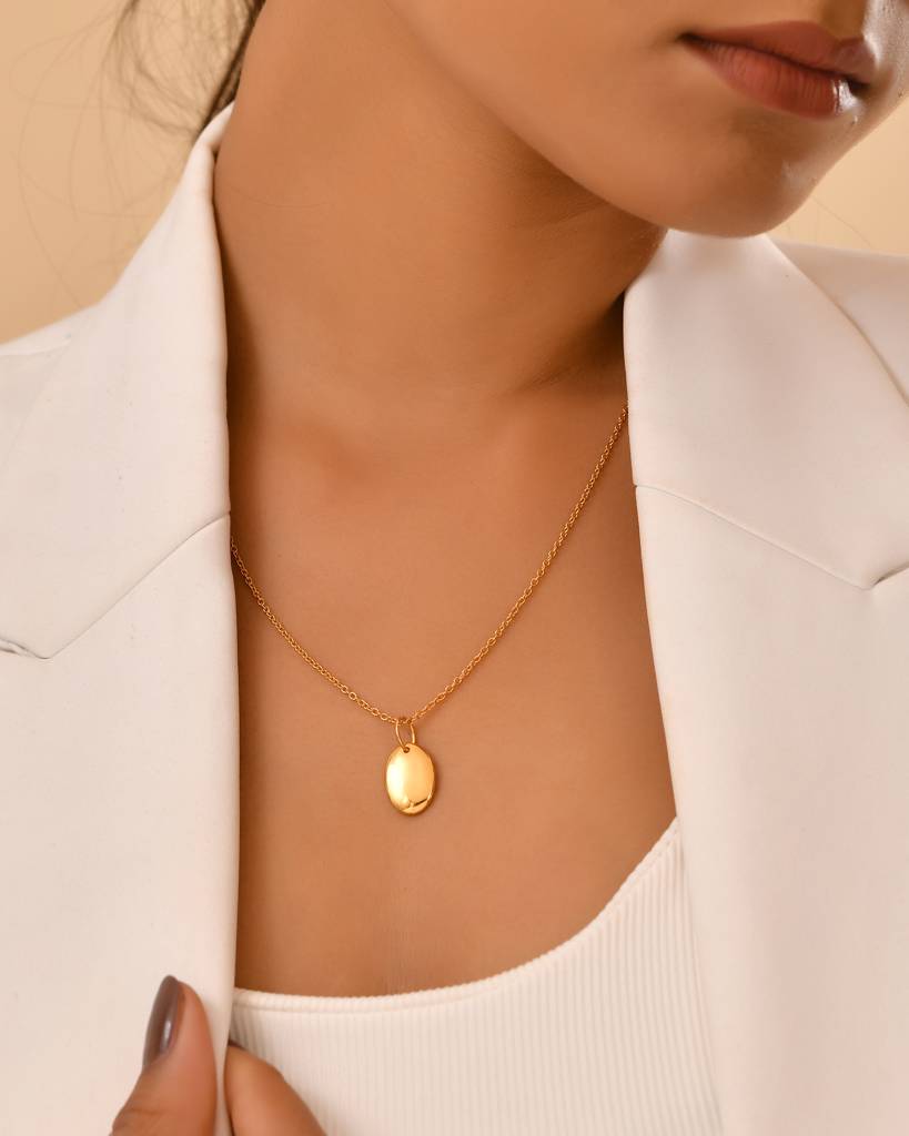 Gold Disc Pendant Necklace : JEW-PCH-GLD-004