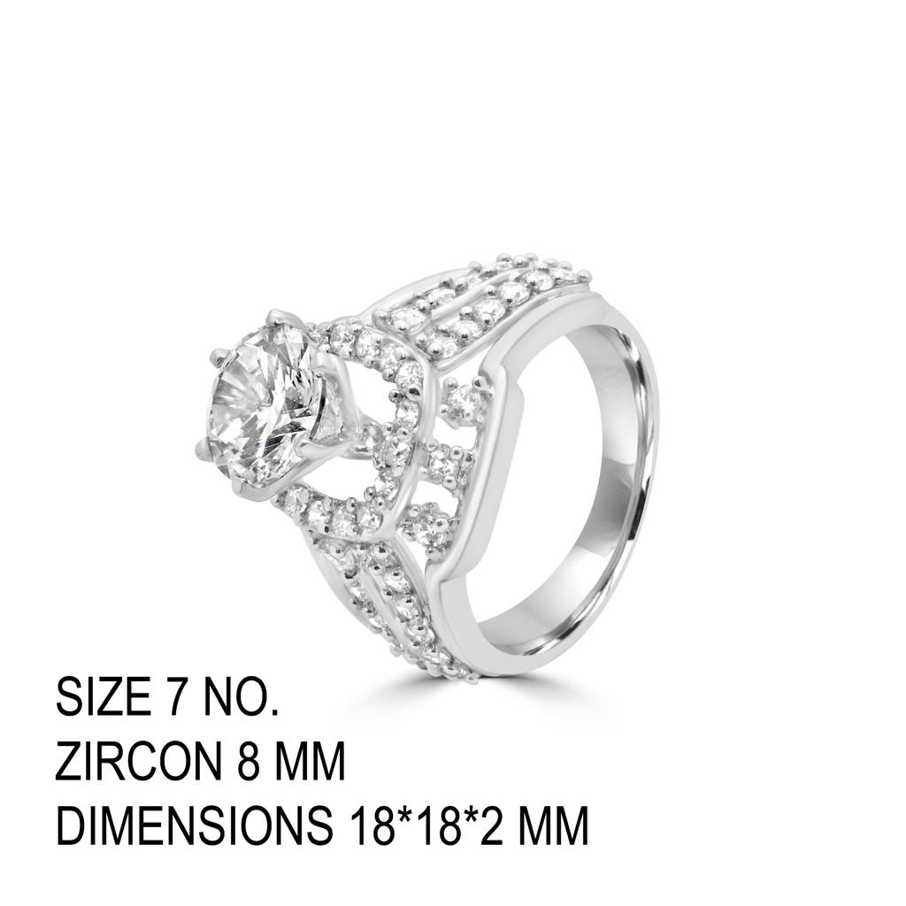 Chic And Bold 925 Sterling Silver Ring With Dazzling Zircon Stones For A Fashion-Forward Statement : LR1220