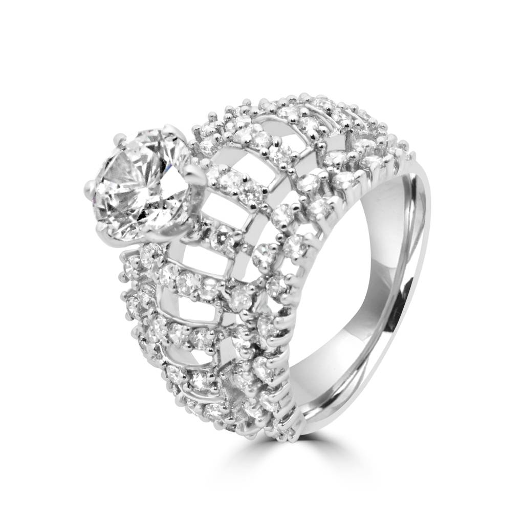 925 Sterling Silver Statement Ring With Vibrant Zircon Stones For A Bold And Luxurious Look : LR1221