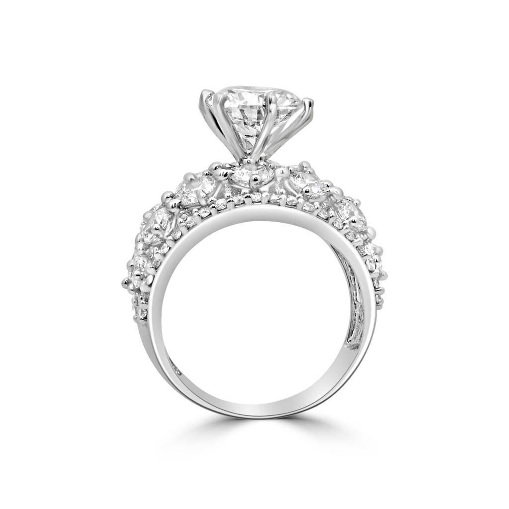 925 Sterling Silver Zircon-Studded Statement Ring For A Bold, Fashionable And Elegant Look : LR1223