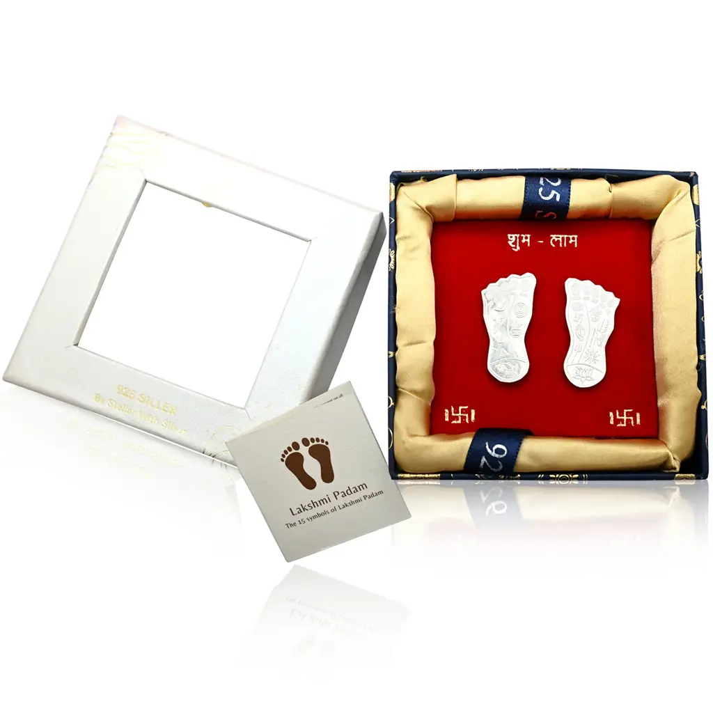 925 Pure Silver Maa Lakshmi Ji Charan Paduka || Religious Foot Prints : AA1009