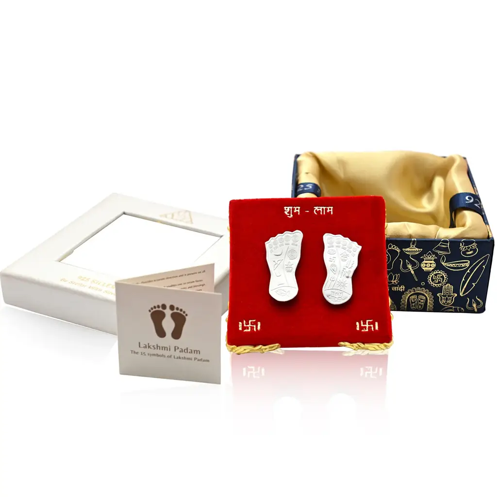 925 Pure Silver Maa Lakshmi Ji Charan Paduka || Religious Foot Prints : AA1009