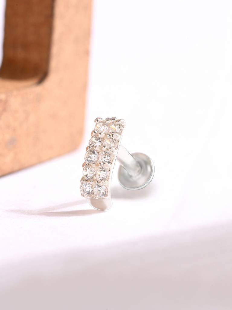 Linear Gleam Silver Nose Pin : DSNP2359