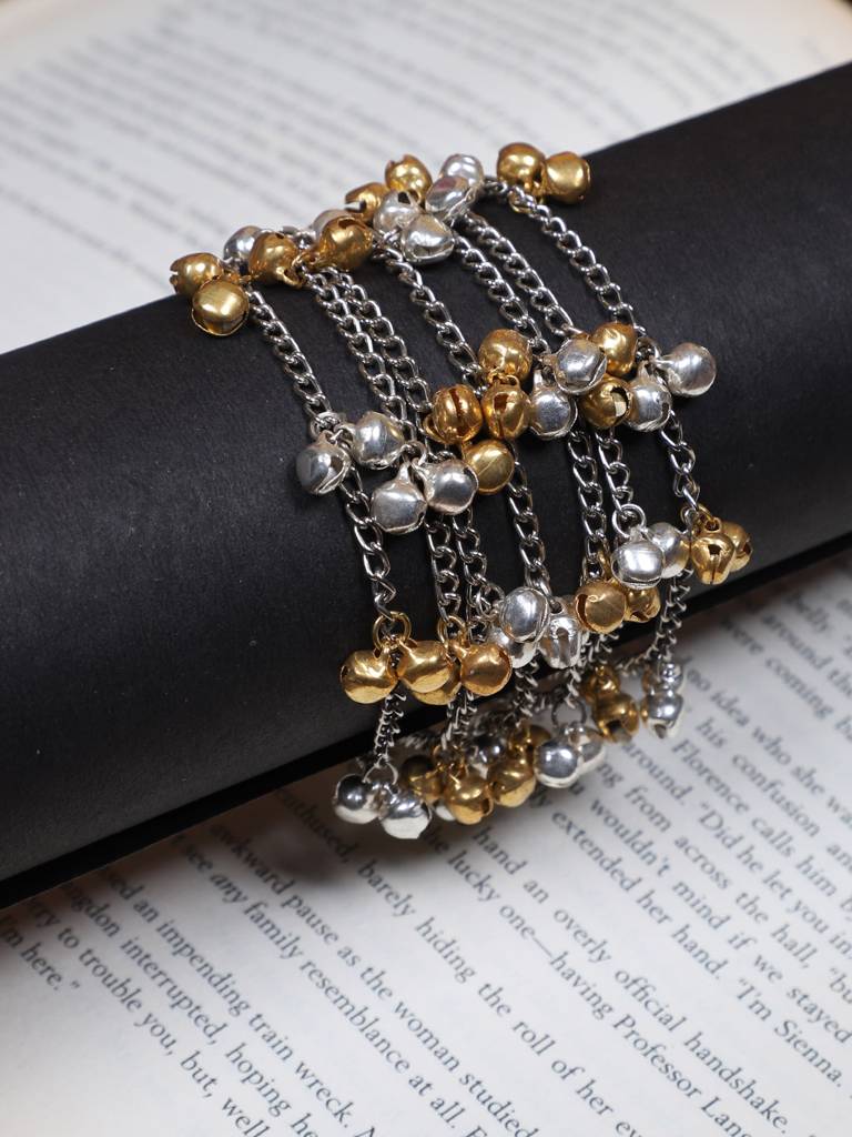 Firoza Dual Tone Ghungroo Bracelet : DUALTONEBRACELET1451