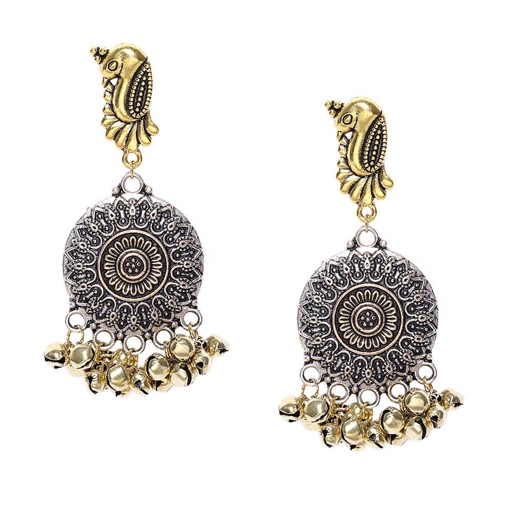 Firoza Oxidized Dual Toned Chakra Earrings : DUALTONEEARR809