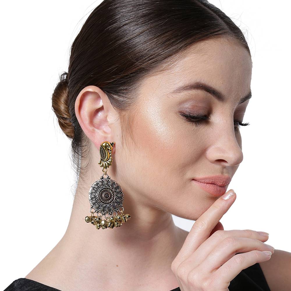 Firoza Oxidized Dual Toned Chakra Earrings : DUALTONEEARR809
