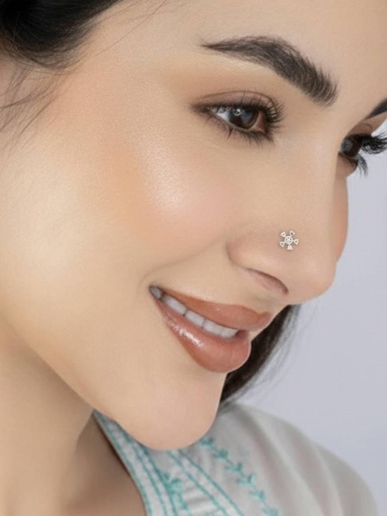 Floral Orbit Silver Nose Pin : DUNP2439