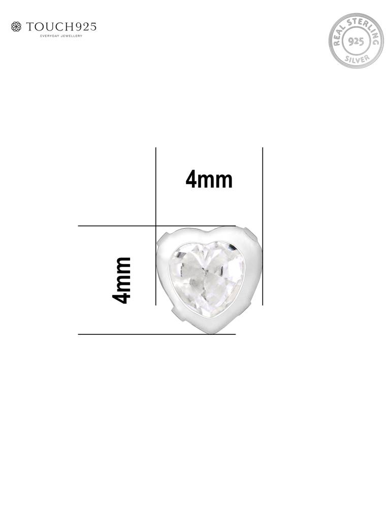 Bezel Heart-Stone Silver Nose Pin : DWNP2479