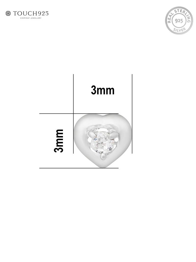 Heart-Bezel Sparkle Silver Nose Pin : DXNP2499