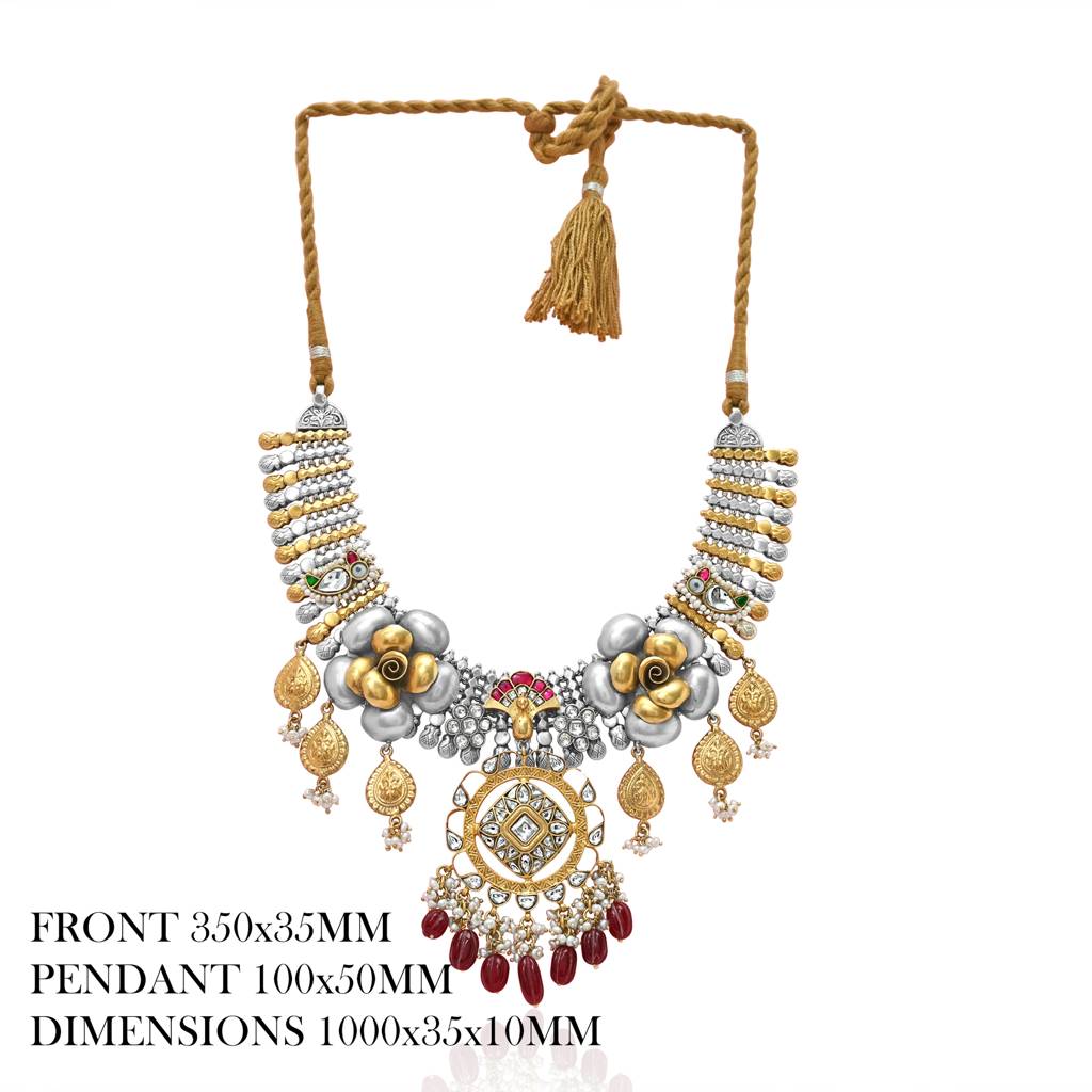 925 Sterling Antique Silver Necklace | Ethnic Fusion Jewelry : NL1044