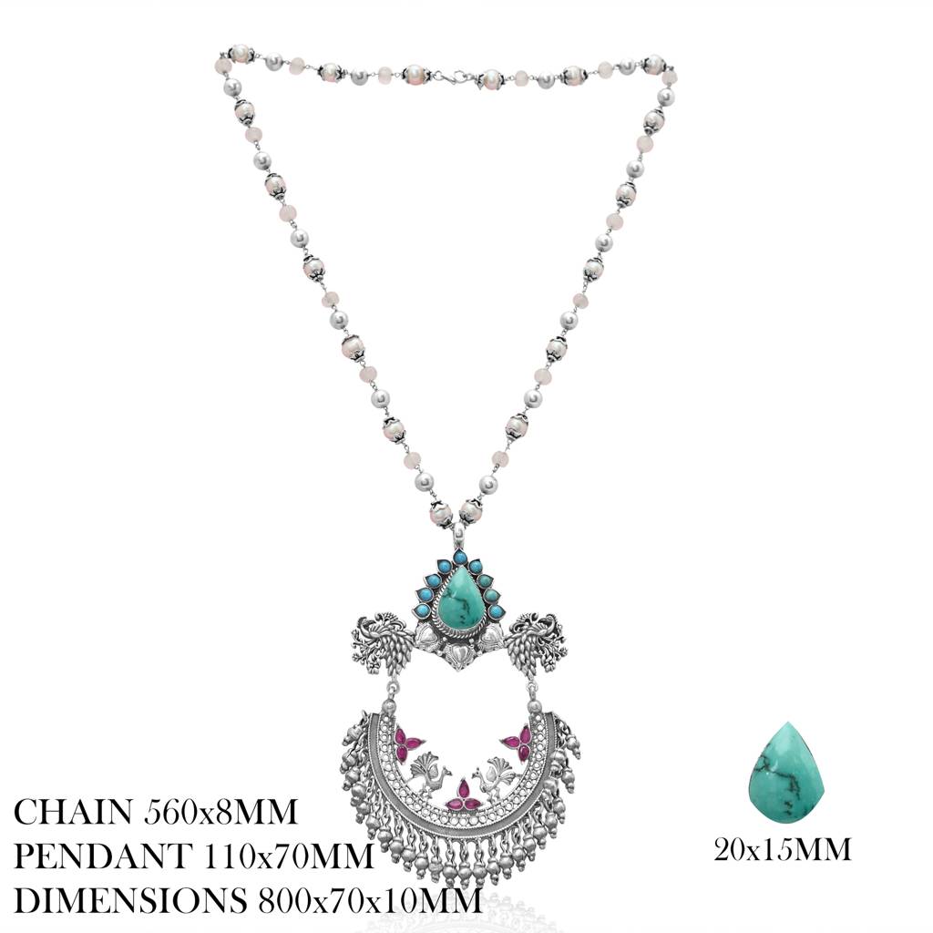 925 Pure Antique Silver Necklace |Tassel Silver Necklace : NL1039