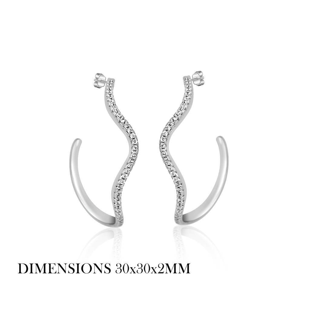 925 Pure Silver C Shape Hoops With Back Screw | : TWP1133