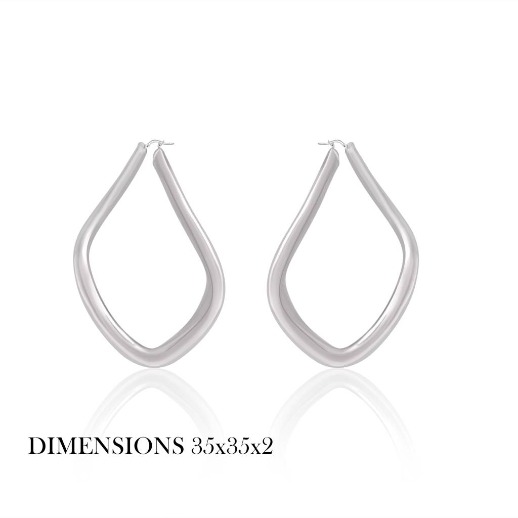 925 Pure Silver Large Hoops | Silver Tapered Twisted Freeform Hoop Earrings : TWP1131
