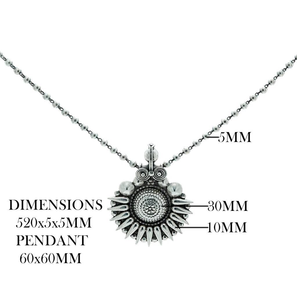 925 Pure Silver Antique Floral Design Necklace | Silver Long Chain Necklace : NL1024A