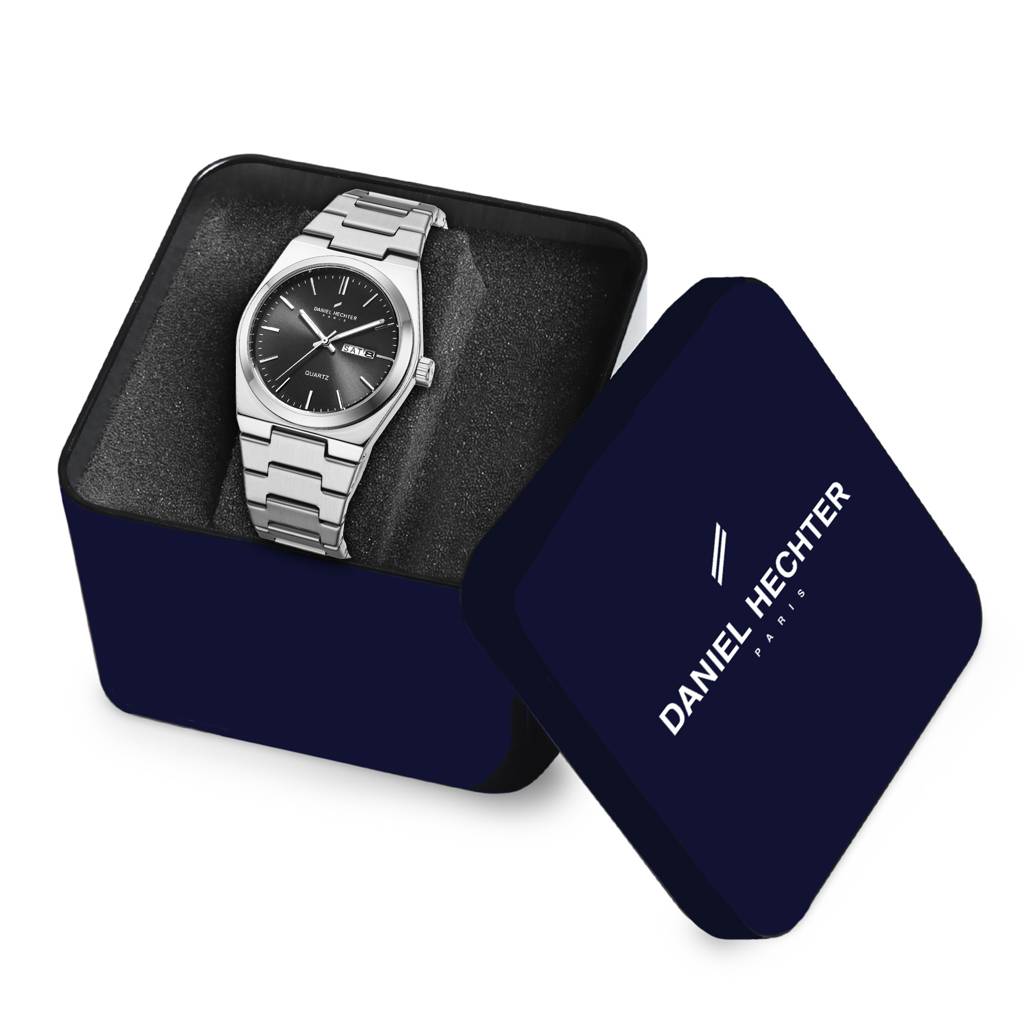 Daniel Hechter Paris Avenue Hoche Collection Modern Analog Watch For Men With Round Dial And Stainless Steel Band : DHM1004-11