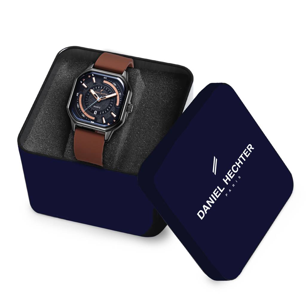 Daniel Hechter Paris Rivoli Collection Modern Analog Watch For Men With Octagon Dial And Silicon Band-Dhm1003 : DHM1003-02