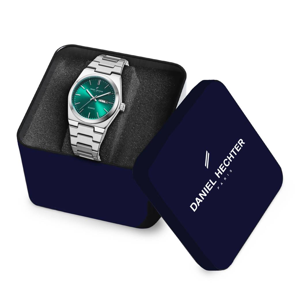 Daniel Hechter Paris Avenue Hoche Collection Modern Analog Watch For Men With Round Dial And Stainless Steel Band : DHM1004-22